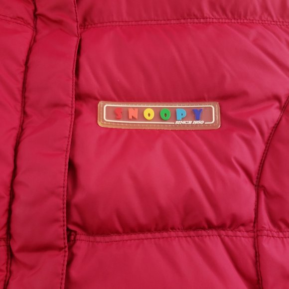Vintage Snoopy Peanuts Gang Red Puffer Jacket Juniors L Womens S - Picture 4 of 10